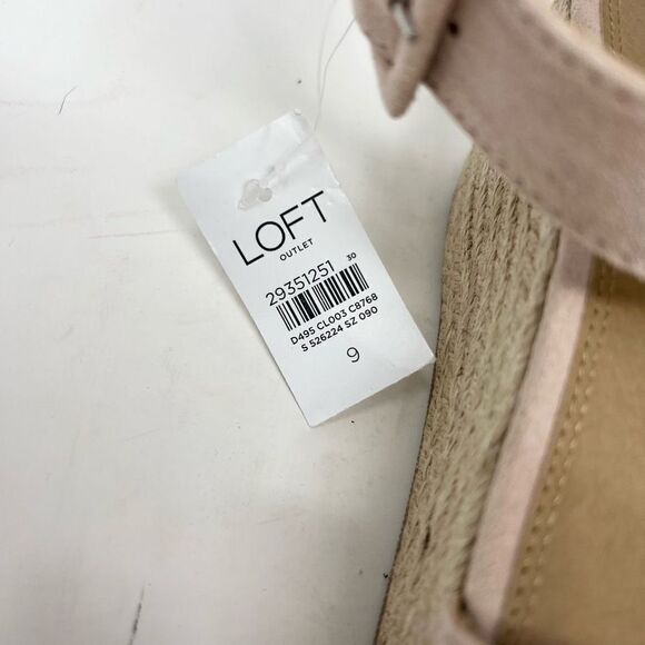Loft Platform Sandals Women's 9 Beige Espadrille Ankle Buckle Straps New - Picture 5 of 8